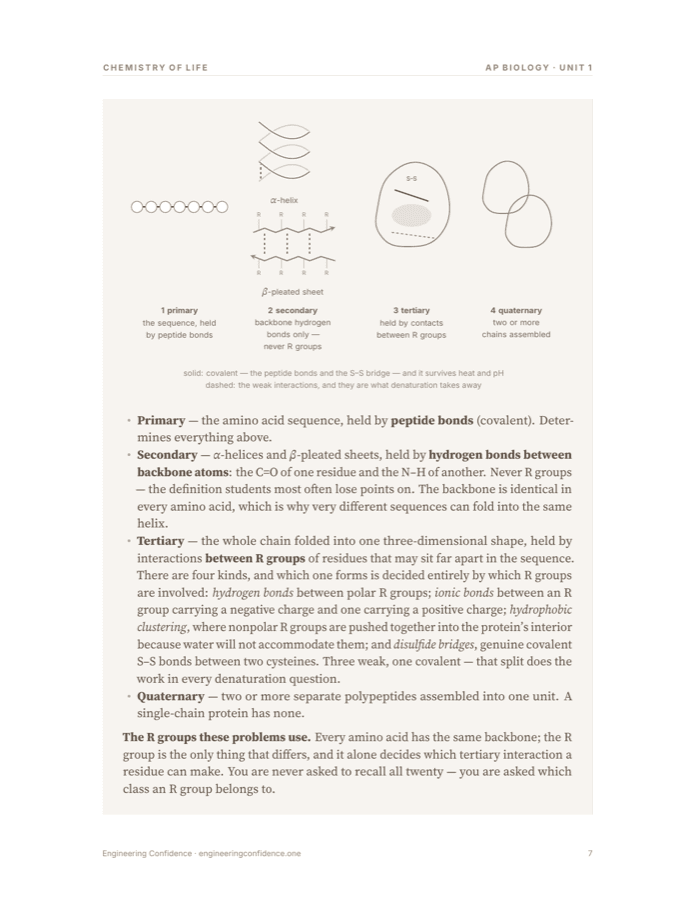 A worked page from the Biology guide