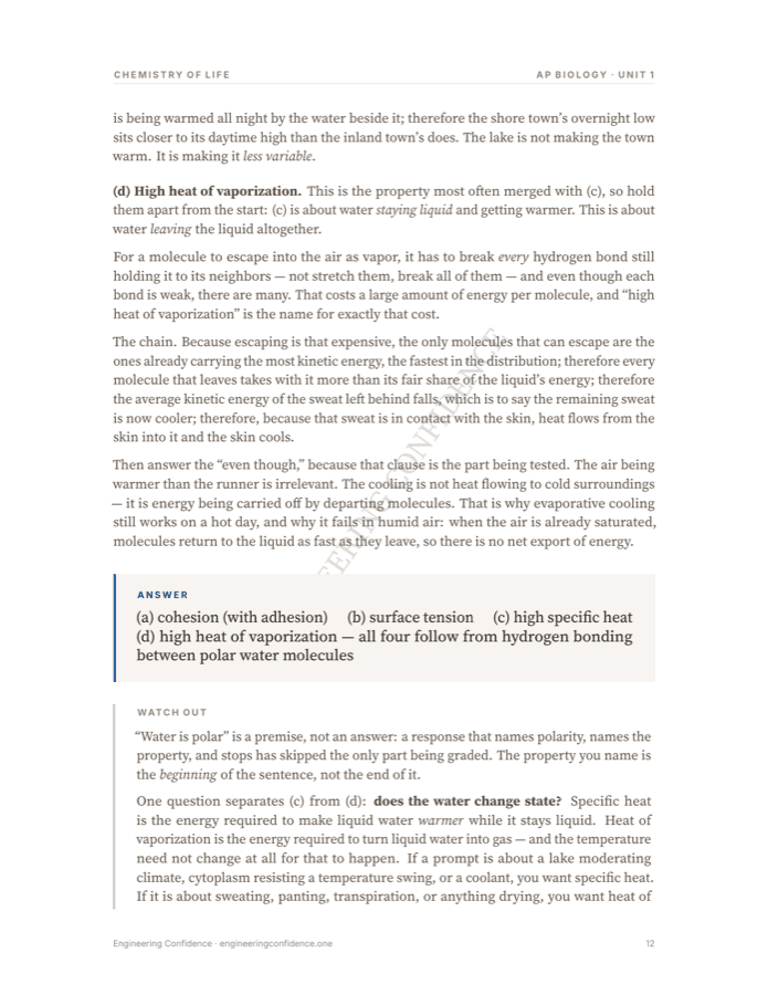A worked page from the Biology guide