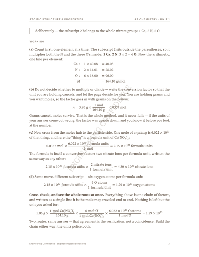 A worked page from the Chemistry guide