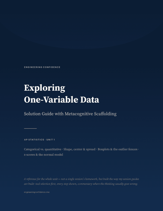 Cover of the AP Statistics guide on Exploring one-variable data and collecting data